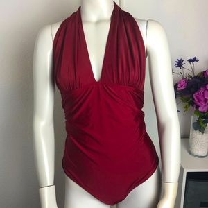 Burgundy One piece swimsuit